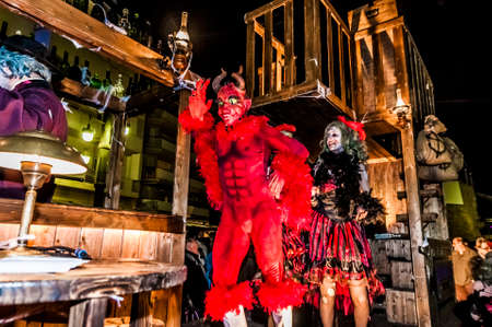 SITGES, ES - FEBRUARY 07:  Sitges Carnival's Carnestoltes arrival celebration February 07, 2013 in...