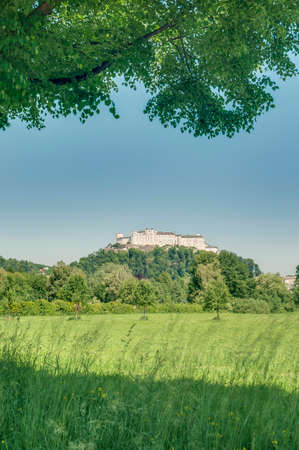 Hohensalzburg Castle (Festung Hohensalzburg) literally "High Salzburg Fortress" at Salzburg, Austriaのeditorial素材