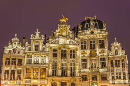 Guildhalls on Grand Place (Grote Markt), the central square of Brussels, it's most important tourist destination and the most memorable landmark in Brussels, Belgium.