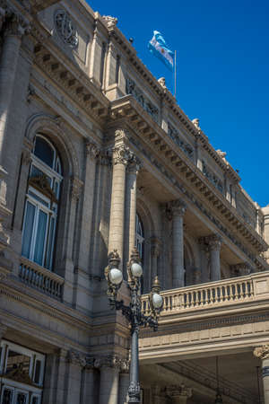 Colon Theatre facade on 9 de julio Avenue in Buenos Aires, Argentinaのeditorial素材