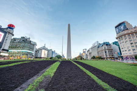 BUENOS AIRES, ARGENTINA - APR 12: The Obelisk (El Obelisco), the most recognized landmark in the capital on Apr 12, 2013 in Buenos Aires, Argentina.のeditorial素材