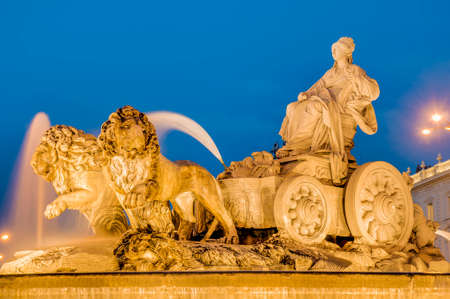 Cibeles Fountain located downtown Madrid, Spainの写真素材