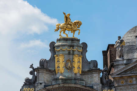 Opulent guildhalls surrounds the Grand Place or Grote Markt, the central square of Brussels in Belgium.のeditorial素材