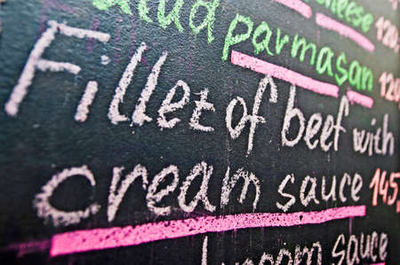 Tipical and local dish Fillet of beef sign.の写真素材