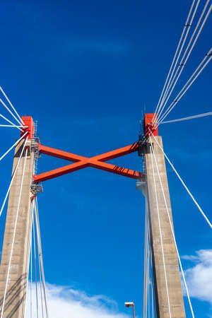 The Zarate Brazo Largo Bridges are two cable-stayed road and railway bridges in Argentina, crossing the Parana River between the cities of Zarate, Buenos Aires, and Brazo Largo, Entre Rios.の写真素材