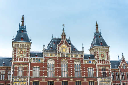 Amsterdam Central, the central railway station of Amsterdam, Netherlands.の写真素材
