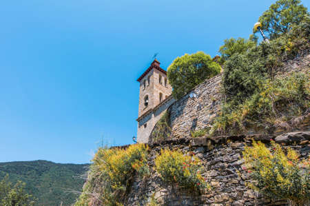 Salvador church at Biescas village located at Huesca in Aragon Province, Spainの写真素材