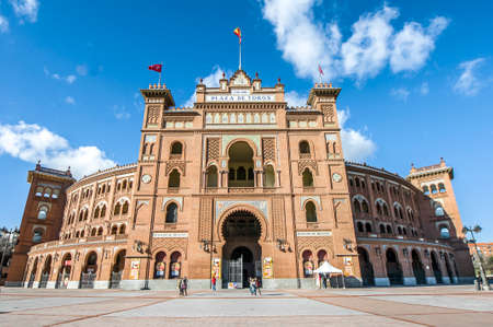 Las Ventas Bullring (Plaza de Toros de Las Ventas), a Neo-Mudejar (Moorish) style building situated in the Guindalera quarter of the district of Salamanca and home of bullfighting in Madrid, Spain.のeditorial素材
