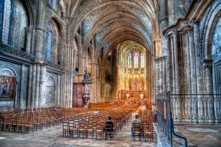 Interior of the Cathedral of Saint Andre located at Bordeaux, Franceのeditorial素材