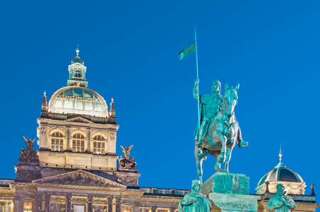 Neo-Renaissance National Museum building and Wenceslas statueのeditorial素材