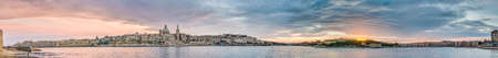Valletta seafront skyline view as seen from Sliema shoreline, Maltaの写真素材