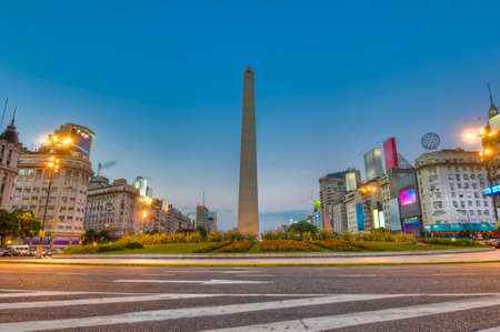 The Obelisco, Located at 9 de Julio Avenue is the most known Argentinian landmark.の写真素材