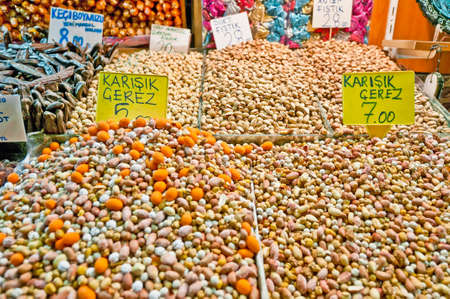 Seeds for sale on the Spice Bazaar at Istanbulの写真素材