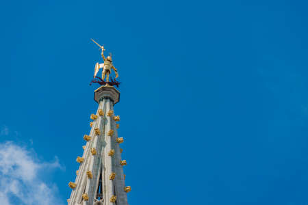 Town Hall (Hotel de Ville or Stadhuis) of Brussels, a Gothic building from the Middle Ages located on the famous Grand Place in Brussels, Belgium.のeditorial素材