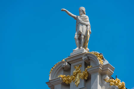 Opulent guildhalls surrounds the Grand Place or Grote Markt, the central square of Brussels in Belgium.のeditorial素材