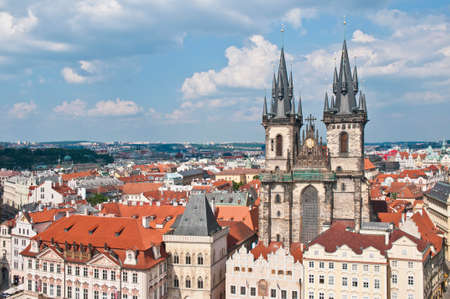 Our Lady Before Tyn church located at the Old Town Square of Pragueの写真素材