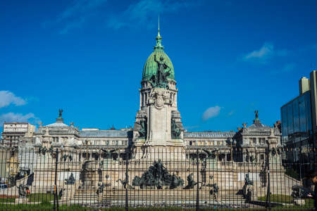 Congressional Plaza (Plaza Congreso), a public park facing the Argentine Congress in Buenos Aires, Argentinaのeditorial素材