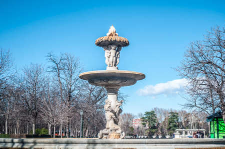 Artichoke Fountain, a highlight of the Buen Retiro Park in Madrid, Spain.の写真素材