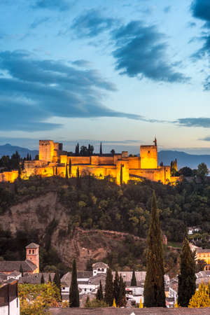 The Alhambra, a palace and fortress complex originally constructed as a small fortress until its ruins were rebuilt by the king Mohammed ben Al-Ahmar in Granada, Andalusia, Spain.のeditorial素材