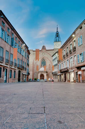 Saint Jean Cathedral facade at Perpignanの写真素材