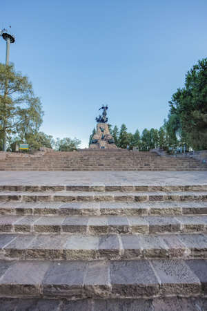 Monument to the Army of the Andes at the top of the Cerro de la Gloria at the General San Martin Park, inaugurated on February 12, 1914, anniversary of the Battle of Chacabuco in Mendoza, Argentina.のeditorial素材
