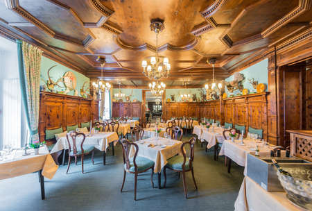SALZBURG, AUSTRIA - MAY 31, 2016: Sacher Hotel interior in Salzburg, Austriaのeditorial素材