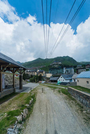 Cableway in Pic du Midi de Bigorre, Hautes Pyrenees, Franceのeditorial素材