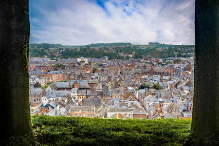 Namur skyline, in the Wallonia Region, southern Belgium, as seen from the Citadel.の写真素材