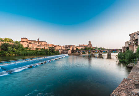 Old bridge crossing the Tarn River waters passing through Albi in Tarn region, Midi Pyrenees, France