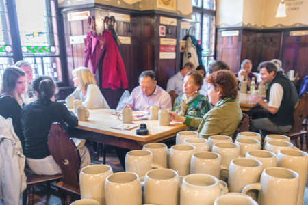 SALZBURG, AUSTRIA - JULY 31, 2014: The Augustiner Brewery at Mulln, Salzburg, Austria was founded by Augustinian monks in 1621, called to Salzburg from Bavaria by the Archbishop of Salzburg.のeditorial素材