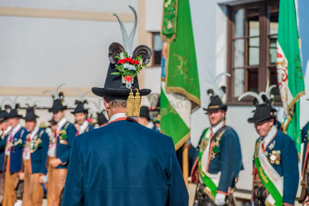 OBERPERFUSS, AUSTRIA - AUG 15: Villagers dressed in their finest traditional costumes during Maria...
