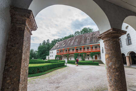 INNSBRUCK, AUSTRIA - JUNE 3, 2016: Ambras Castle (Schloss Ambras) a Renaissance sixteenth century castle and palace located in the hills above Innsbruck, Austria.のeditorial素材