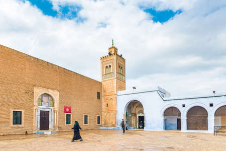 KAIROUAN, TN - MARCH 16, 2017: The mausoleum falsely referred to as the Barbier Mausoleum is in fact a Zaouia, which houses the tomb of Abu Dhama in Kairouan, Tunisia.のeditorial素材