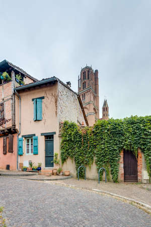 Medieval square in Albi, Tarn region, Midi Pyrenees, Franceの写真素材