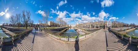 NARBONNE, FRANCE - FEBRUARY 13, 2016: Canal de la Robine passing through the city of Narbonne in Languedoc-Roussillon-Midi-Pyrenees, Franceのeditorial素材