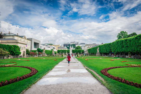 SALZBURG, AUSTRIA - MAY 30, 2016: Baroque Mirabell Garden (Mirabellgarten) in Salzburg, Austriaのeditorial素材