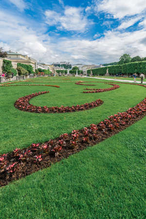 SALZBURG, AUSTRIA - MAY 30, 2016: Baroque Mirabell Garden (Mirabellgarten) in Salzburg, Austriaのeditorial素材