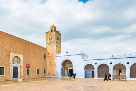 KAIROUAN, TN - MARCH 16, 2017: The mausoleum falsely referred to as the Barbier Mausoleum is in fact a Zaouia, which houses the tomb of Abu Dhama in Kairouan, Tunisia.のeditorial素材