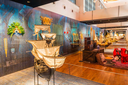 SEVILLE, ES - MARCH 8, 2017:  Pabellon de la Navegacion, built for the Universal Exhibition of Seville in 1992, by Guillermo Vazquez Consuegra, is now a museum of the evolution of Atlantic navigation.のeditorial素材