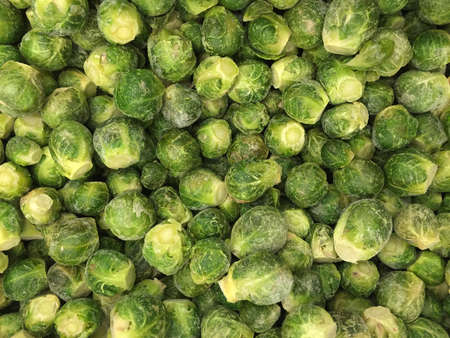 Brussels sprouts mini cabbages vegetables food backgroundの写真素材