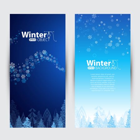 Winter banners, blizzard, tree, landscapeのイラスト素材