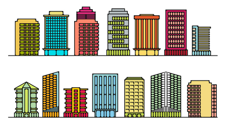 A set of buildings for office on white background.のイラスト素材