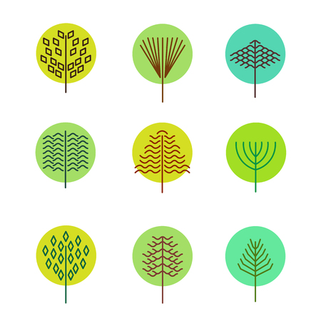 Set of schematic trees and shrubs for the skins and graphical plans.のイラスト素材