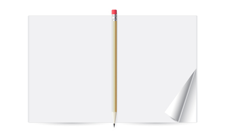 Notebook with a pencil for note, vector illustration on white background.のイラスト素材
