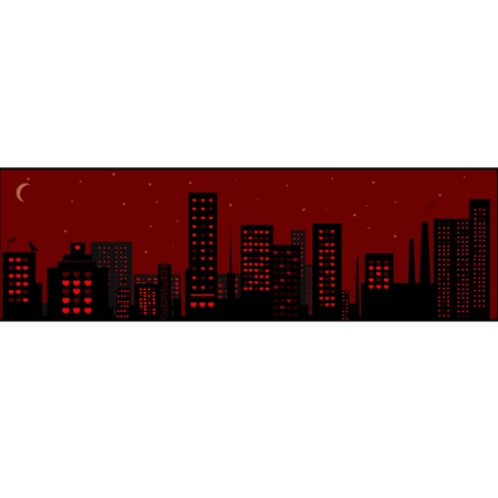 The city image. Windows of buildings are represented in the form of the hearts - symbolizing loveのイラスト素材