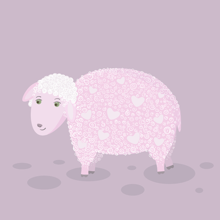 Sheep with heartsのイラスト素材
