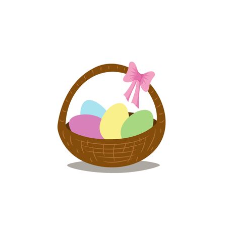 Cute easter basket with colored eggsのイラスト素材
