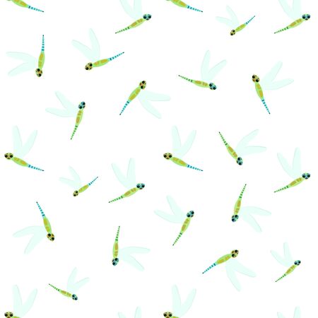 Seamless pattern with cute cute dragonfliesのイラスト素材