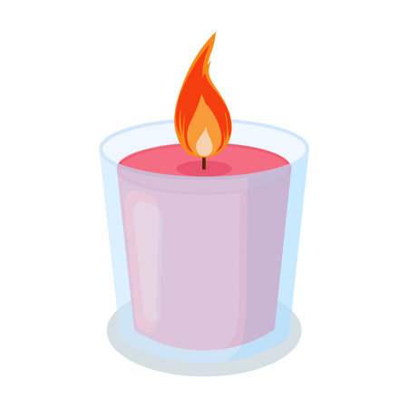 Illustration with candle in glass jar. Icon for relax, spa and aromatherapy. Hand drawn style.のイラスト素材