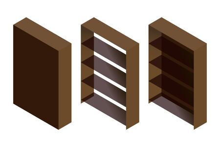 Set of vector bookcaseのイラスト素材
